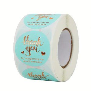 NEW 500 Stickers Thank You For Supporting My Small Business Stickers - Blue